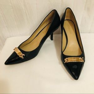 Coach Black Kitten Heels with Gold Label